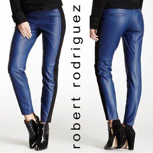 Robert Rodriguez Navy Genuine Leather Pants